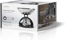 Nedis Keukenweegschaal - Analoog - Roestvrij Staal - Verwijderbare Kom - Zwart -Bol Waterkoker Winkel 1200x750