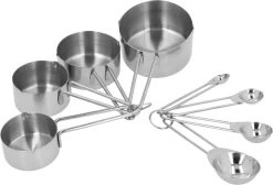 Krumble MaatCups En Lepels - Set Van 8 - Maatcupjes - Maatlepels - Maatbekers - Maatschepjes - Cups - Spoons - Tablespoon - Teaspoon - RVS - 250 Ml + 125 Ml + 80 Ml + 60 Ml + 15 + 5 + 2,5 + 1,25 Ml