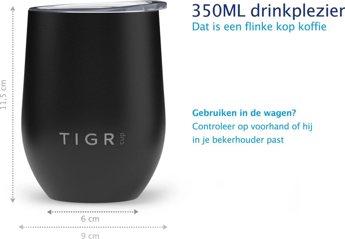 TIGR Cups - Drinkbekers - Thermosbekers - RVS - Set van 2 - 350ml - Zwart/Rosé Goud TIGR Cups - Drinkbekers - Thermosbekers - RVS - Set Van 2 - 350ml - Zwart/Rosé Goud -Bol Waterkoker Winkel