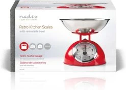 Nedis Keukenweegschaal - Analoog - Roestvrij Staal - Verwijderbare Kom - Rood -Bol Waterkoker Winkel 1200x860
