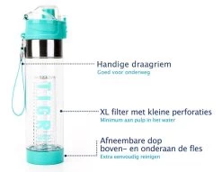TIGR The Infuser - Drinkfles Met Fruitfilter - 100% BPA Vrij - 700ML – Blauw -Bol Waterkoker Winkel 1200x928 8