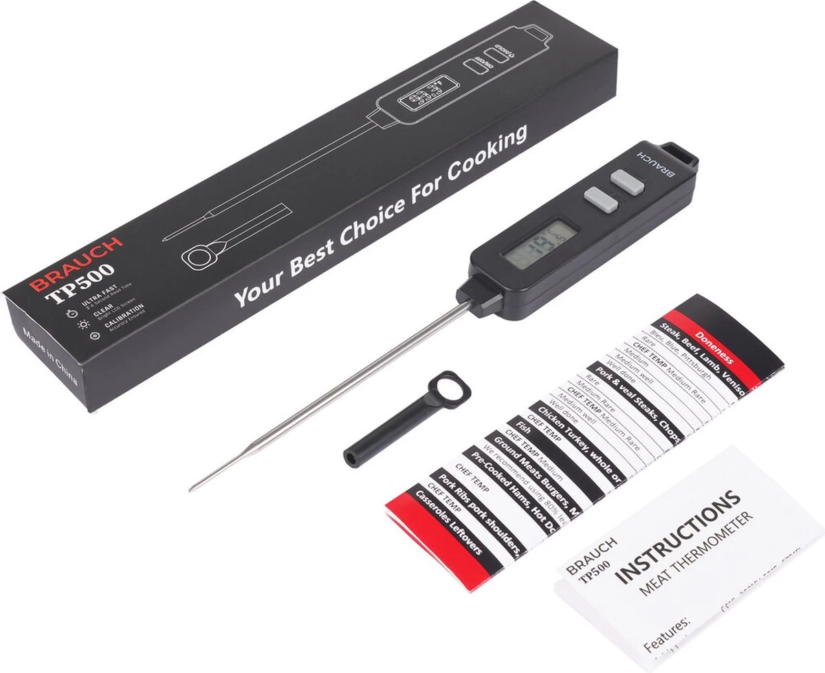 Brauch TP500 - Thermometer - Keukenthermometer - RVS - Voedsel Melk, Vlees, BBQ, Water, Zwart Brauch TP500 - Thermometer - Keukenthermometer - RVS - Voedsel Melk, Vlees, BBQ, Water, Zwart -Bol Waterkoker Winkel 1200x979 2