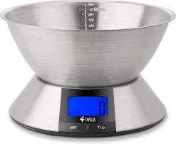 SWILIX ® Precisie Keukenweegschaal - 1gr Tot 5 Kg - Inclusief Mengcom - Met Tarra Functie - Inclusief Batterijen - RVS