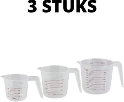 Orange85 Maatbeker - Set Van 3 - 1 Liter - 500ml - 250ml - Kunststof - Verschillende Maten