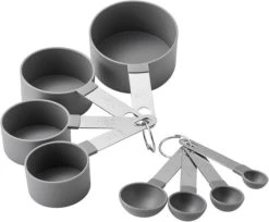 Merkloos SwissBex Maatbeker Set - Maatlepel - Wegen & Meten - 8 Delig - Kleur Grijs