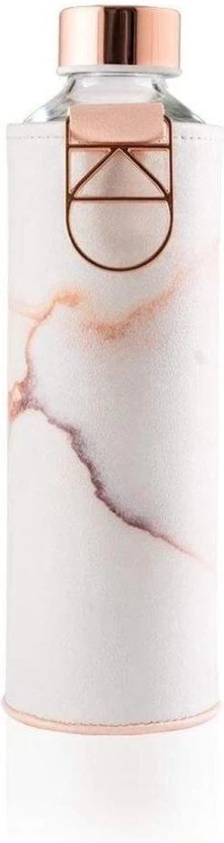 Equa Glazen Waterfles - Lava - 750 Ml - Mismatch Met Hoes - Imitatieleer - BPA Vrij