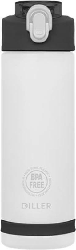 Diller Waterfles Met Rietje - Drinkfles - Handig Sluitsysteem - 750ml - Wit - Tritan & BPA-vrij