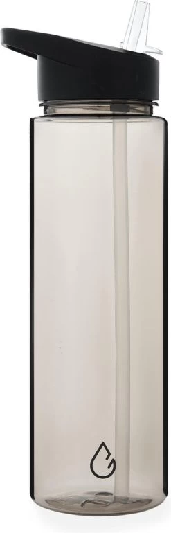 Wattamula - Milieuvriendelijke Waterfles Met Rietje - 700 ML - Taupe Transparant - Drinkfles