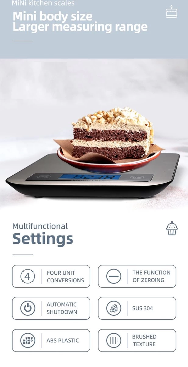 Digitale Precisie Keukenweegschaal - Weegvermogen tot 10 KG - Incl. batterijen - Grijs - RVS - Roestvrij Staal Digitale Precisie Keukenweegschaal - Weegvermogen Tot 10 KG - Incl. Batterijen - Grijs - RVS - Roestvrij Staal -Bol Waterkoker Winkel