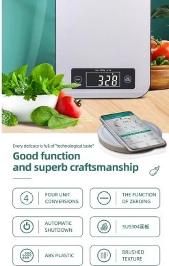 Smart Nutrition Scale - Keukenweegschaal - Digitaal & Bluetooth - APP Voor Android En IOS - Maximum Capaciteit 5 KG -Bol Waterkoker Winkel 762x1200 2