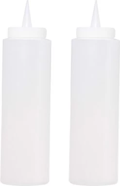 Merkloos Set Van 2x Transparante Doseerfles/sausfles 400 Ml/40 Cl/0,4 Liter - Knijpfles/spuitfles - Doseerflacon/sausflacon