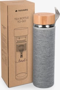 Navaris Glazen Theefles Met Filter - 450 Ml - Waterfles Van Glas - Dubbelwandige Drinkfles - Fles Met Bamboe Dop, Thee Infuser En Hoes - Travel Design -Bol Waterkoker Winkel 798x1200 10