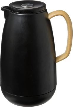 Koffie/thee Thermoskan/isoleerkan RVS 1 Liter Zwart - Isoleerkannen Voor Warme / Koude Dranken