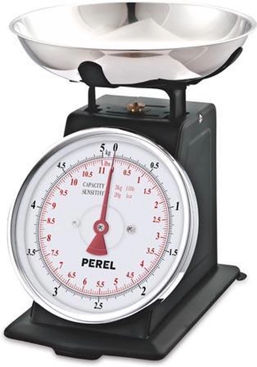 Perel Keukenweegschaal, analoog, max. 5 kg, zonder batterijen, grote wijzerplaat, zwart Perel Keukenweegschaal, Analoog, Max. 5 Kg, Zonder Batterijen, Grote Wijzerplaat, Zwart -Bol Waterkoker Winkel 839x1200 2