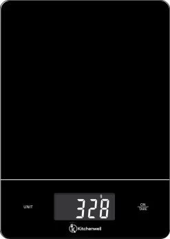 Kitchenwell Digitale Precisie Keukenweegschaal – Weegschaal Keuken - 1gr - 15kg – Tarra Functie - Zwart