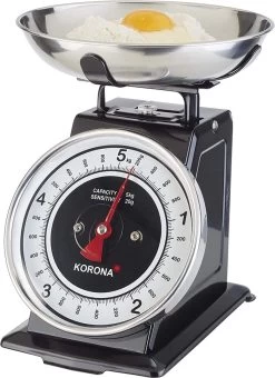 Korona Tom Keukenweegschaal - Retro - Tot 5 Kg - Zwart / Zilver
