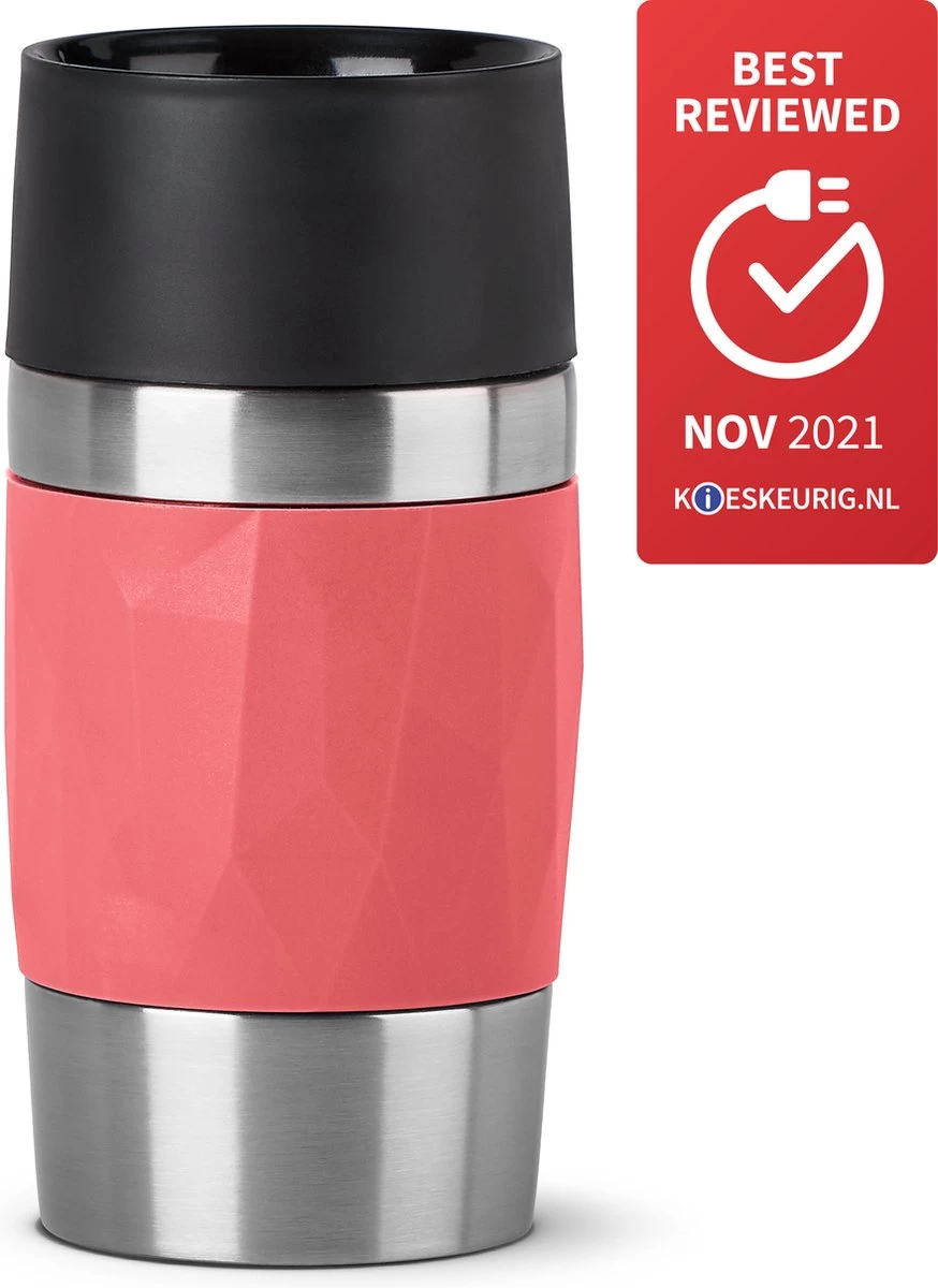 Tefal Compact Travel Mug Compact thermosfles - 0,3 L - Koraal Tefal Compact Travel Mug Compact Thermosfles - 0,3 L - Koraal -Bol Waterkoker Winkel