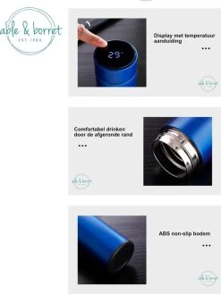 Thermoskan - Thermosfles 500 Ml - Temperatuur Display - 500 Ml - RVS - Wit - Able & Borret -Bol Waterkoker Winkel 902x1200