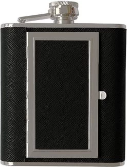 Merkloos RVS Heupfles Met Sigaretten Houder - Platvink - Sigaretten Houder - RVS Zakflacon - Zakfles - Drankfles - Drankflacon Heupflesje - Sigarettendoosje