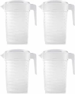 Merkloos Pakket Van 4x Stuks Kunststof Schenkkannen/waterkannen Van 2 Liter - 2000 Ml - Feest/partij/zomer