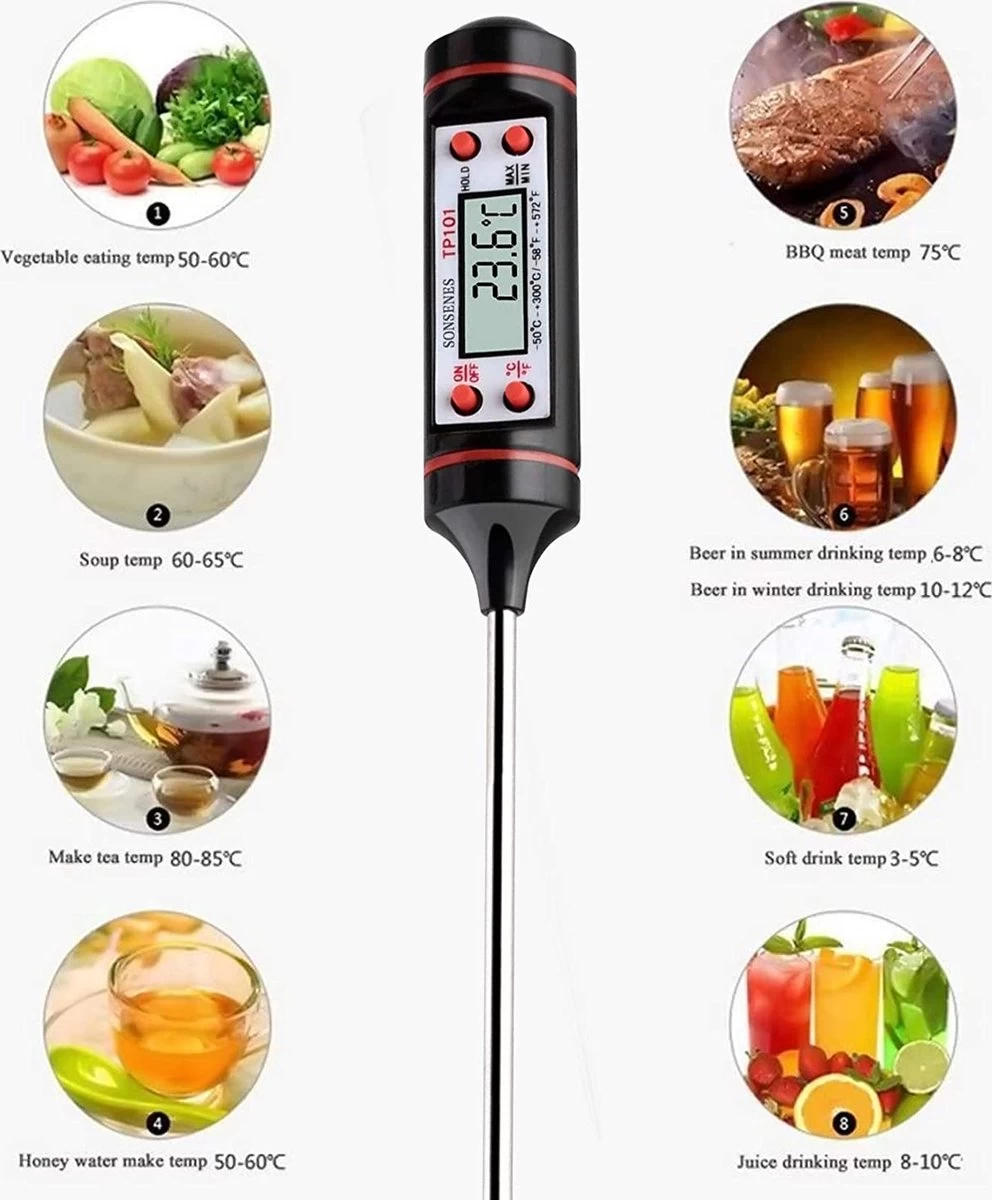IGOODS - Digitale vleesthermometer - Keukenthermometers- BBQ thermometer- Voedselthermometer- RVS IGOODS - Digitale Vleesthermometer - Keukenthermometers- BBQ Thermometer- Voedselthermometer- RVS -Bol Waterkoker Winkel