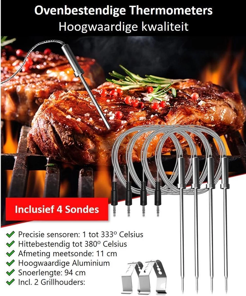 Hermanos® Digitale BBQ Thermometer Draadloos - Keukenthermometer - Bluetooth met app - 4 Sondes - Magneet - Incl. Batterijen Hermanos® Digitale BBQ Thermometer Draadloos - Keukenthermometer - Bluetooth Met App - 4 Sondes - Magneet - Incl. Batterijen -Bol Waterkoker Winkel 996x1200 2